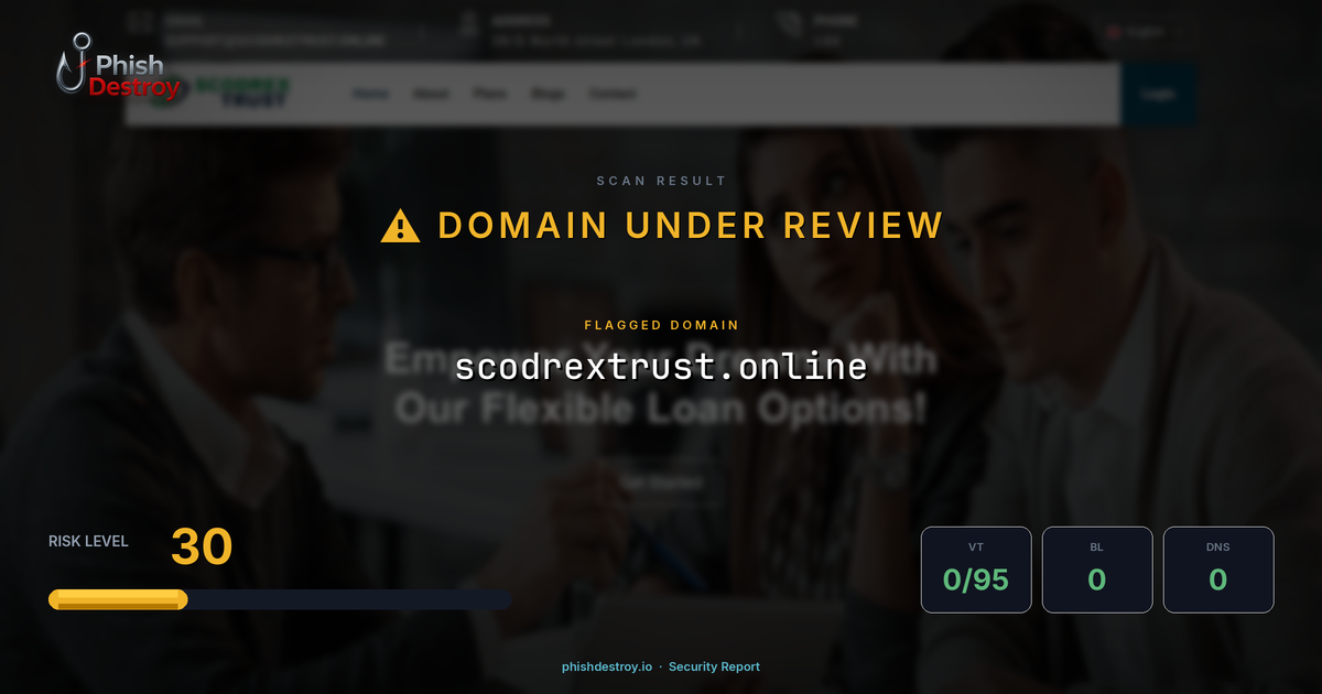 scodrextrust.online phishing report — threat analysis by PhishDestroy