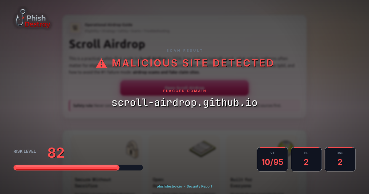scroll-airdrop.github.io phishing report — threat analysis by PhishDestroy
