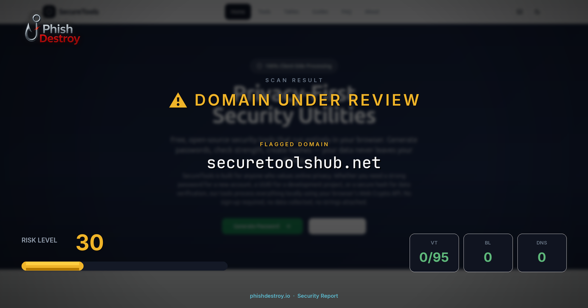 securetoolshub.net phishing report — threat analysis by PhishDestroy