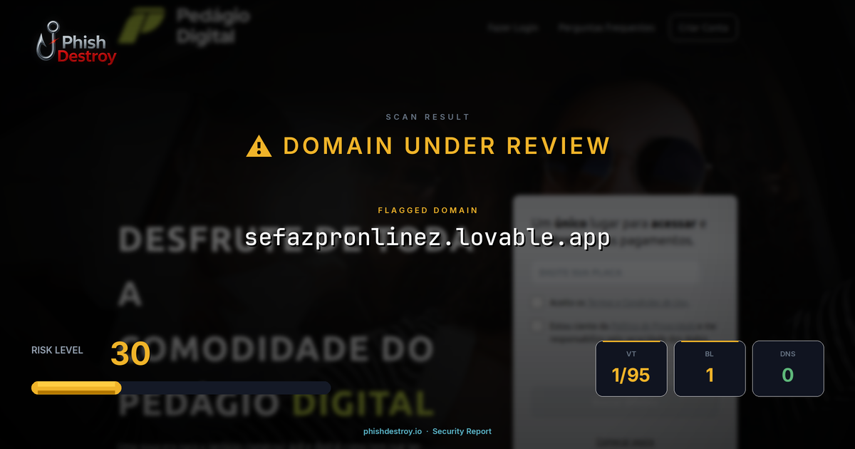 sefazpronlinez.lovable.app phishing report — threat analysis by PhishDestroy