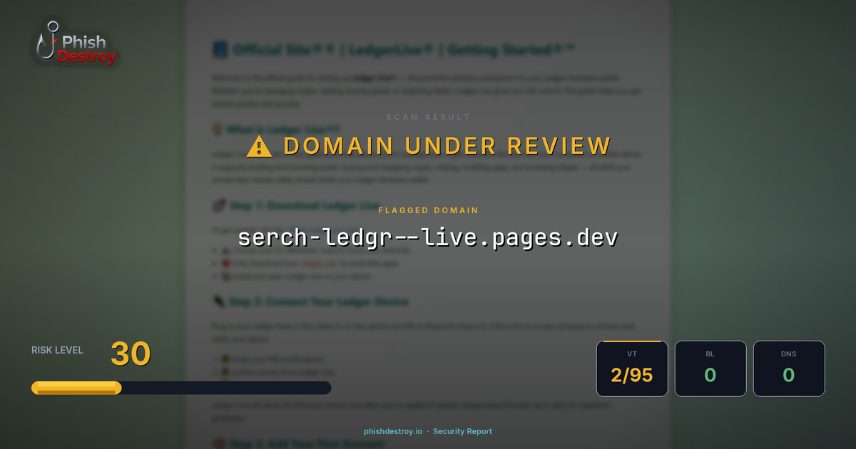 serch-ledgr--live.pages.dev phishing report — threat analysis by PhishDestroy