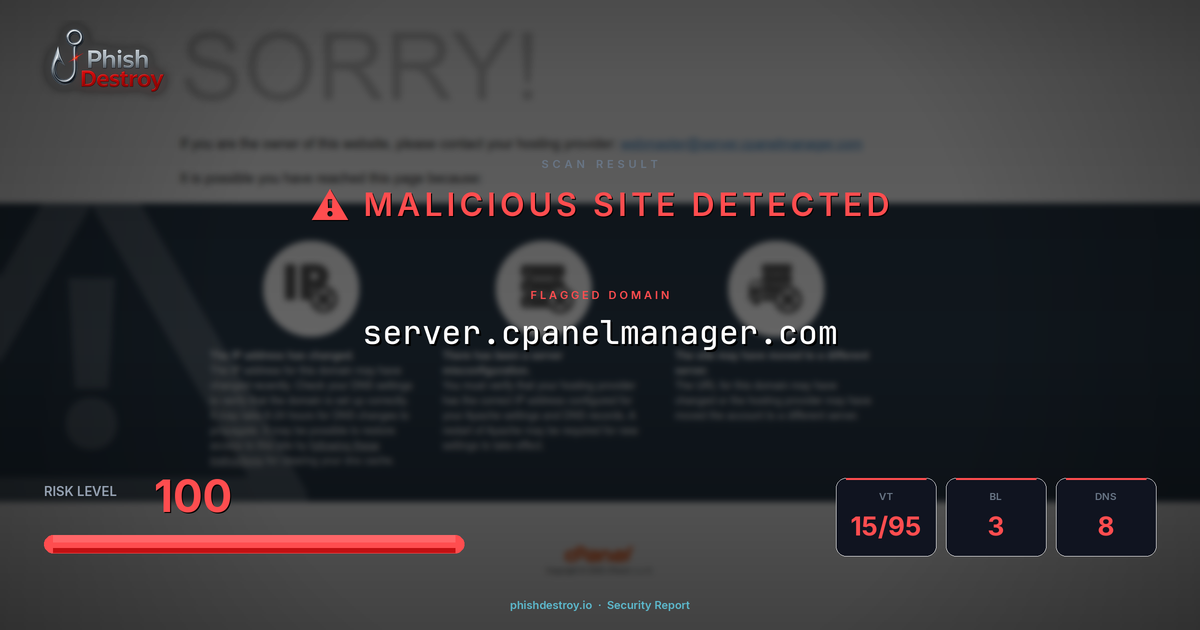 server.cpanelmanager.com phishing report — threat analysis by PhishDestroy