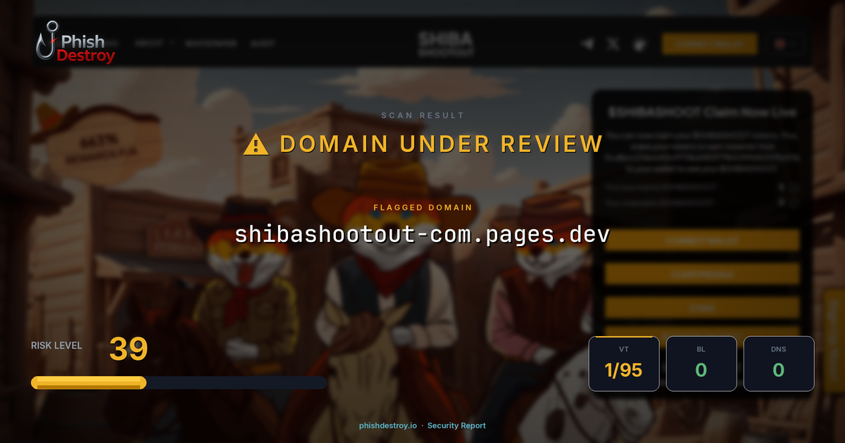 shibashootout-com.pages.dev phishing report — threat analysis by PhishDestroy