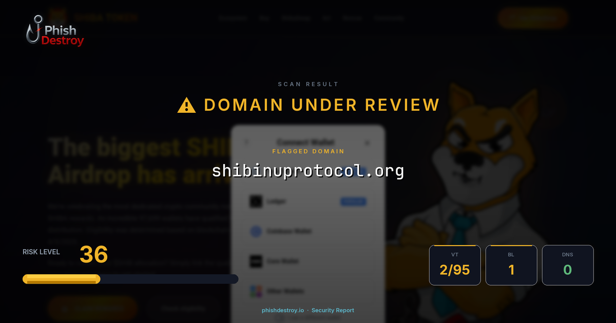 shibinuprotocol.org phishing report — threat analysis by PhishDestroy