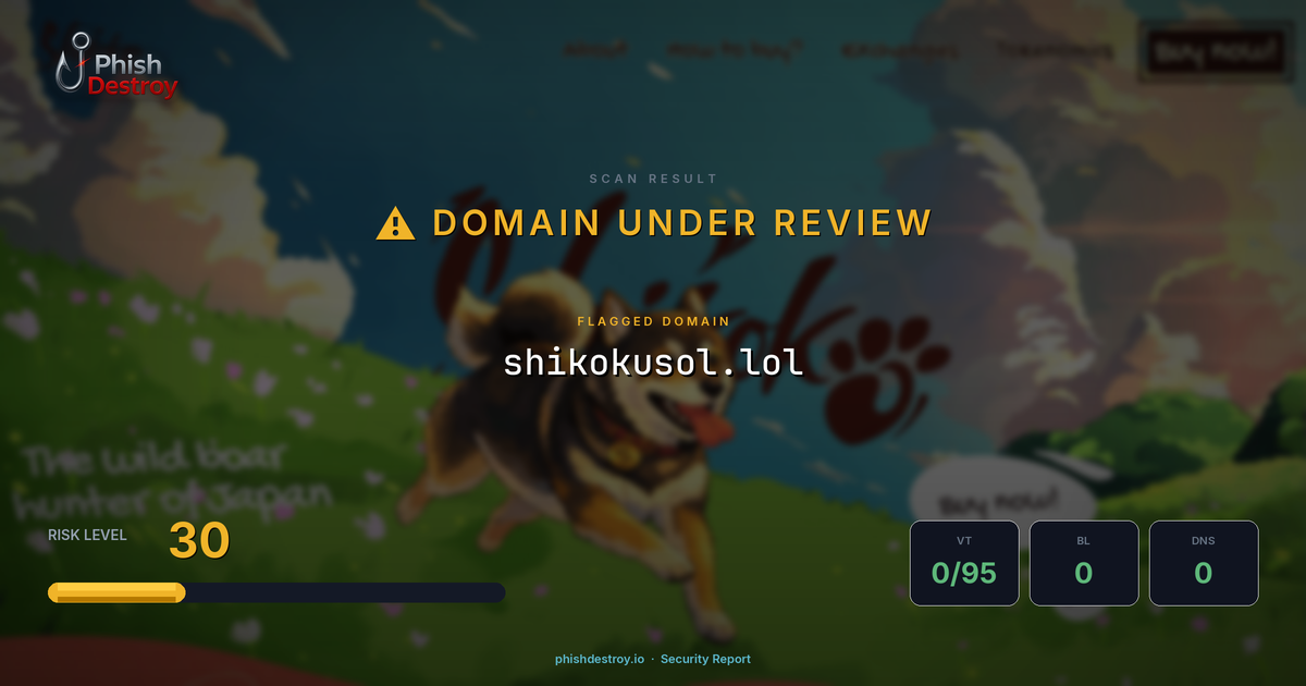 shikokusol.lol phishing report — threat analysis by PhishDestroy
