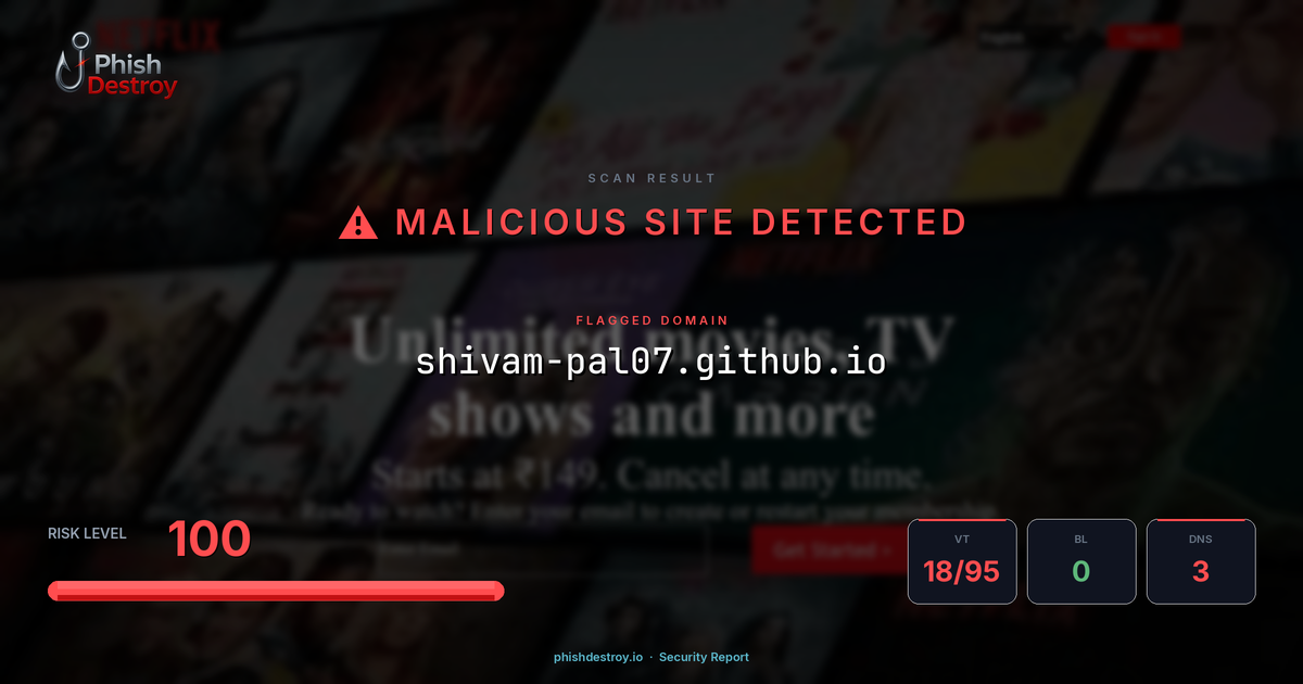 shivam-pal07.github.io phishing report — threat analysis by PhishDestroy