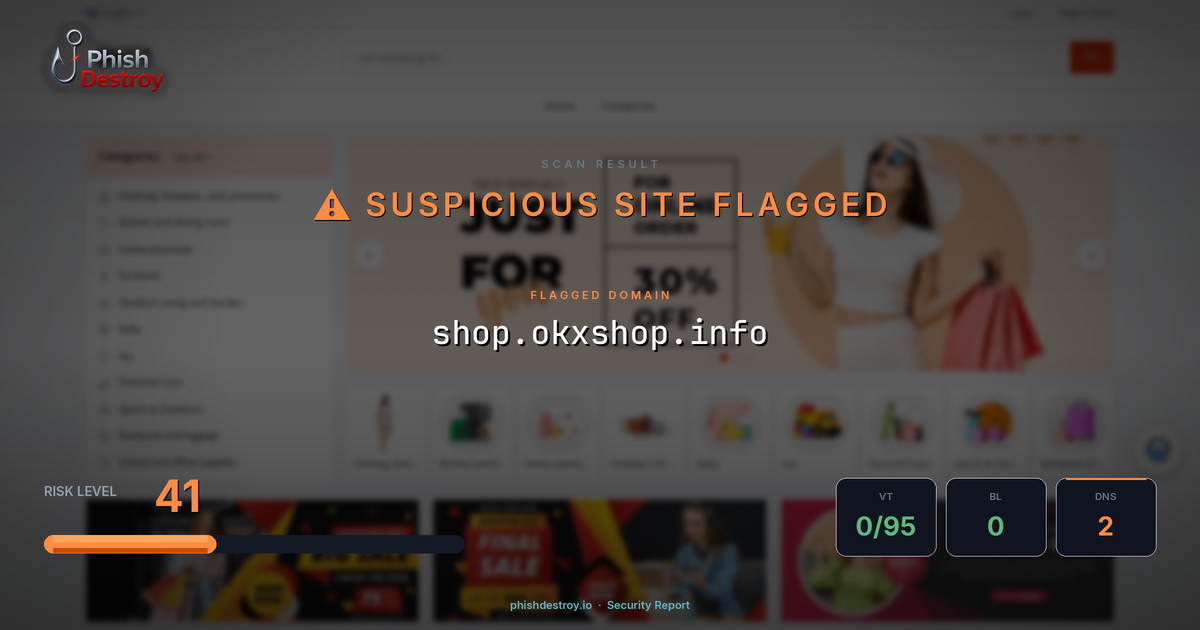 shop.okxshop.info phishing report — threat analysis by PhishDestroy