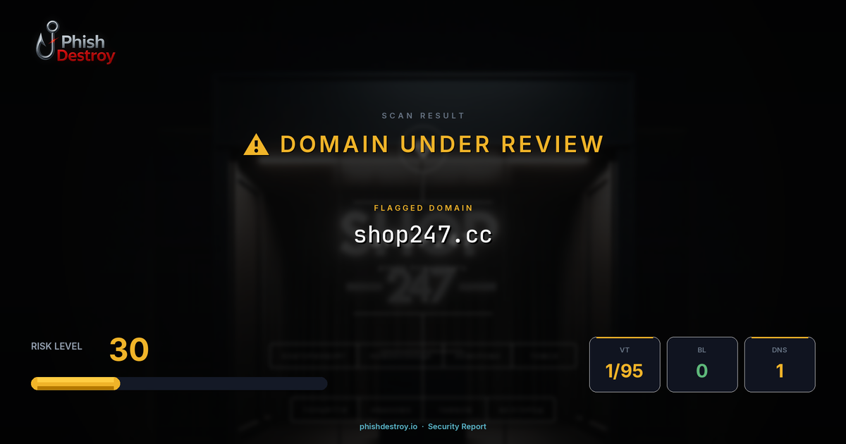 shop247.cc phishing report — threat analysis by PhishDestroy