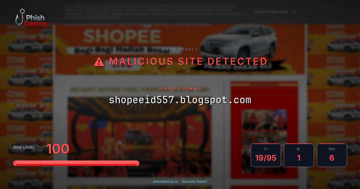 shopeeid557.blogspot.com phishing report — threat analysis by PhishDestroy