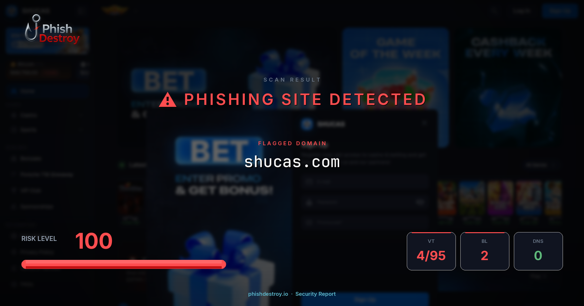 shucas.com phishing report — threat analysis by PhishDestroy
