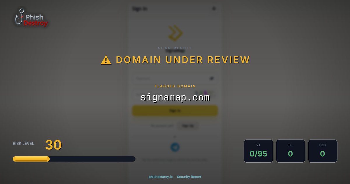 signamap.com phishing report — threat analysis by PhishDestroy