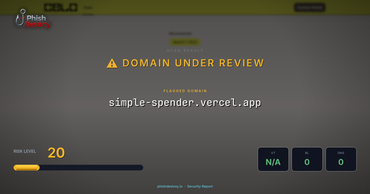 simple-spender.vercel.app phishing report — threat analysis by PhishDestroy