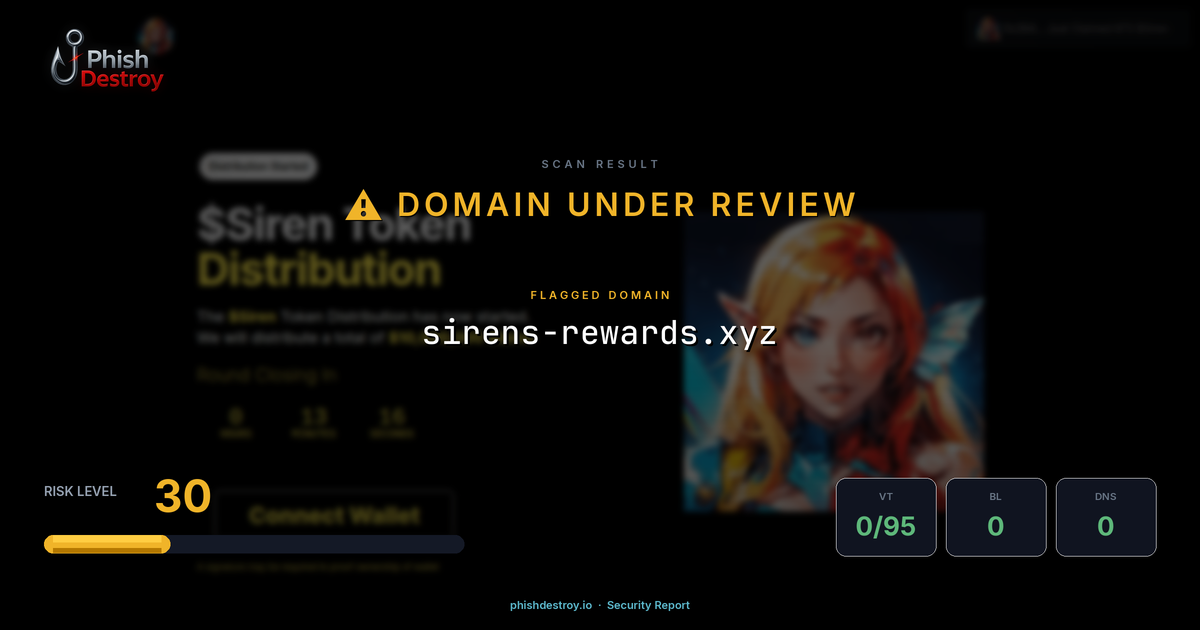 sirens-rewards.xyz phishing report — threat analysis by PhishDestroy