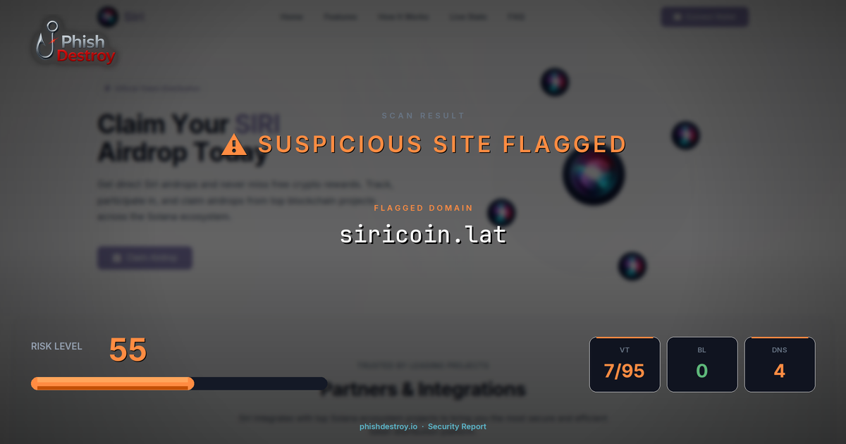 siricoin.lat phishing report — threat analysis by PhishDestroy