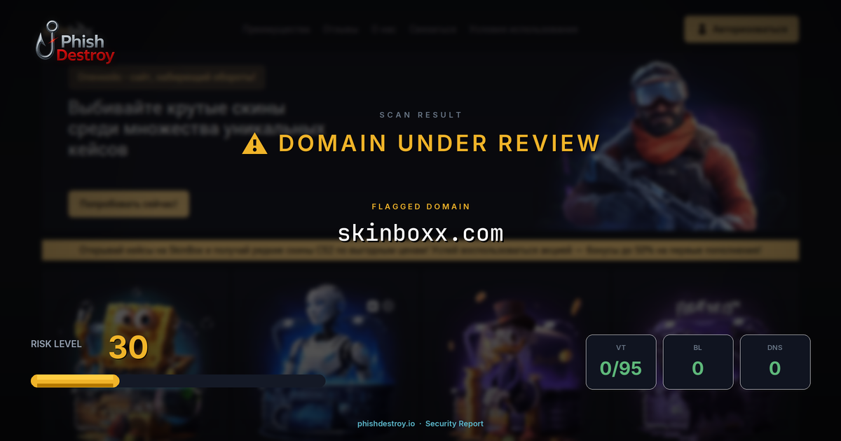 skinboxx.com phishing report — threat analysis by PhishDestroy