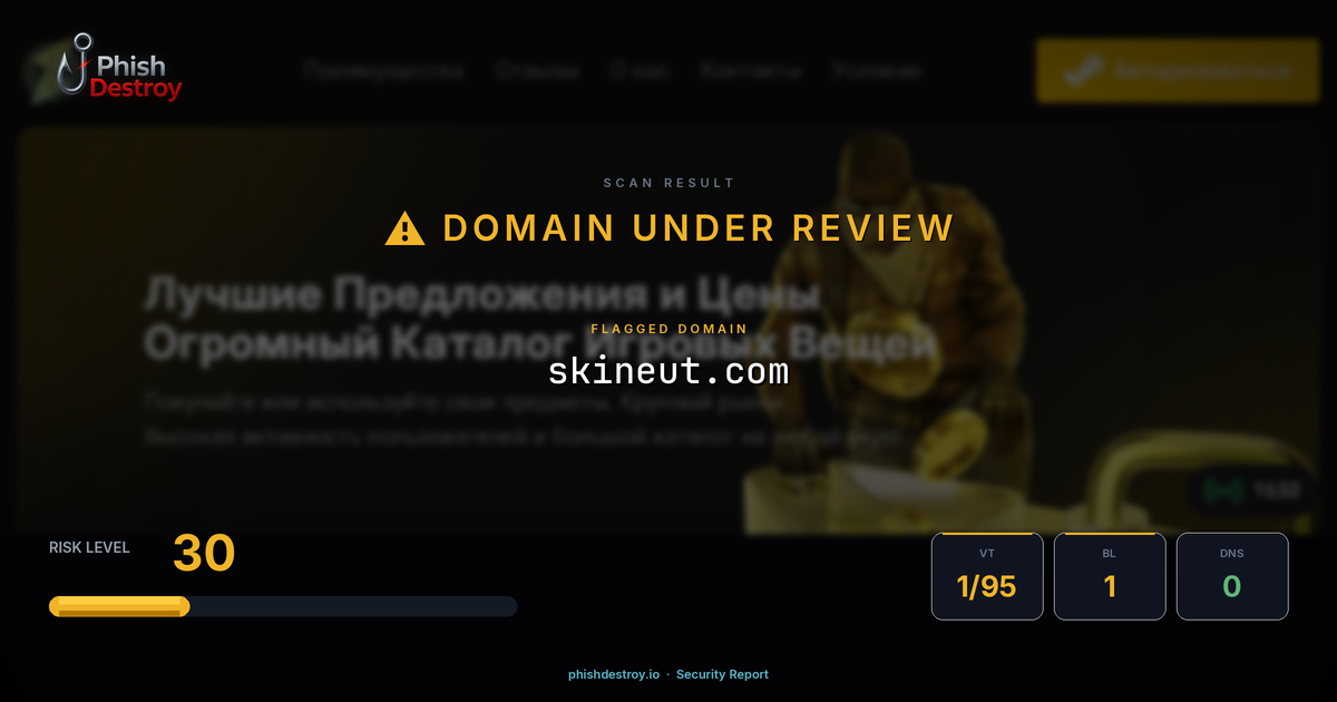 skineut.com phishing report — threat analysis by PhishDestroy