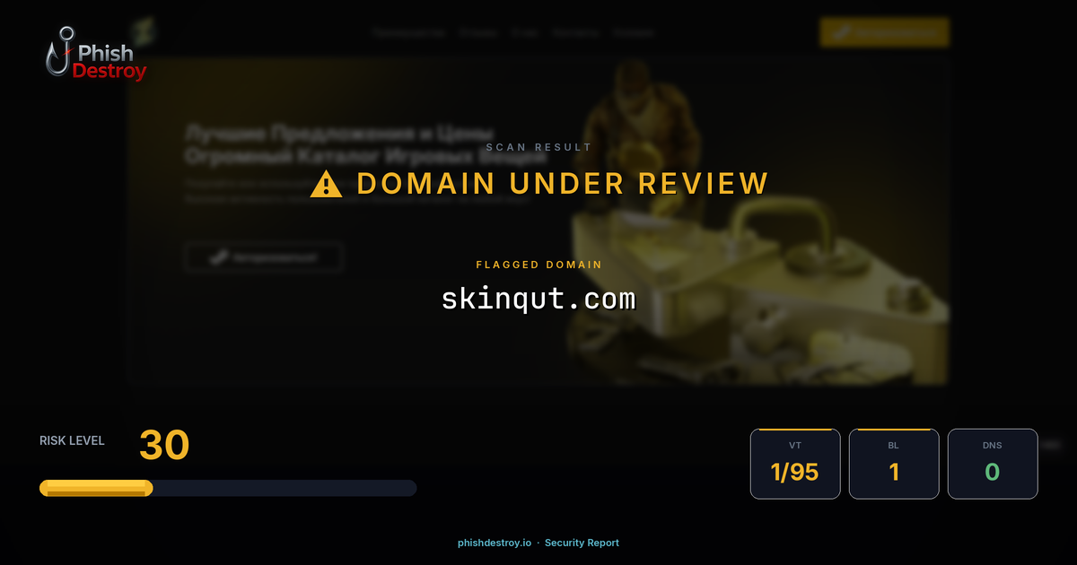 skinqut.com phishing report — threat analysis by PhishDestroy