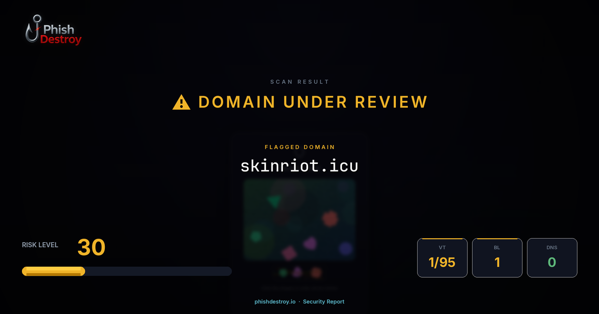 skinriot.icu phishing report — threat analysis by PhishDestroy