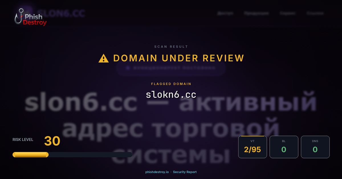 slokn6.cc phishing report — threat analysis by PhishDestroy