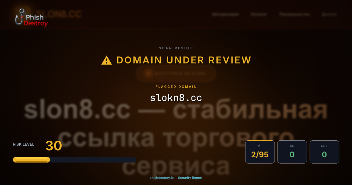 slokn8.cc phishing report — threat analysis by PhishDestroy