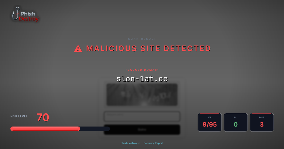 slon-1at.cc phishing report — threat analysis by PhishDestroy