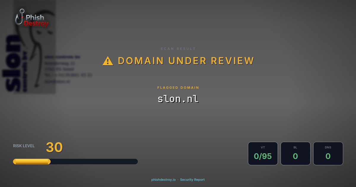 slon.nl phishing report — threat analysis by PhishDestroy
