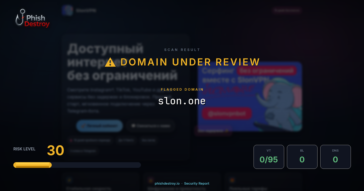 slon.one phishing report — threat analysis by PhishDestroy
