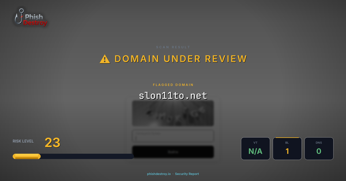 slon11to.net phishing report — threat analysis by PhishDestroy