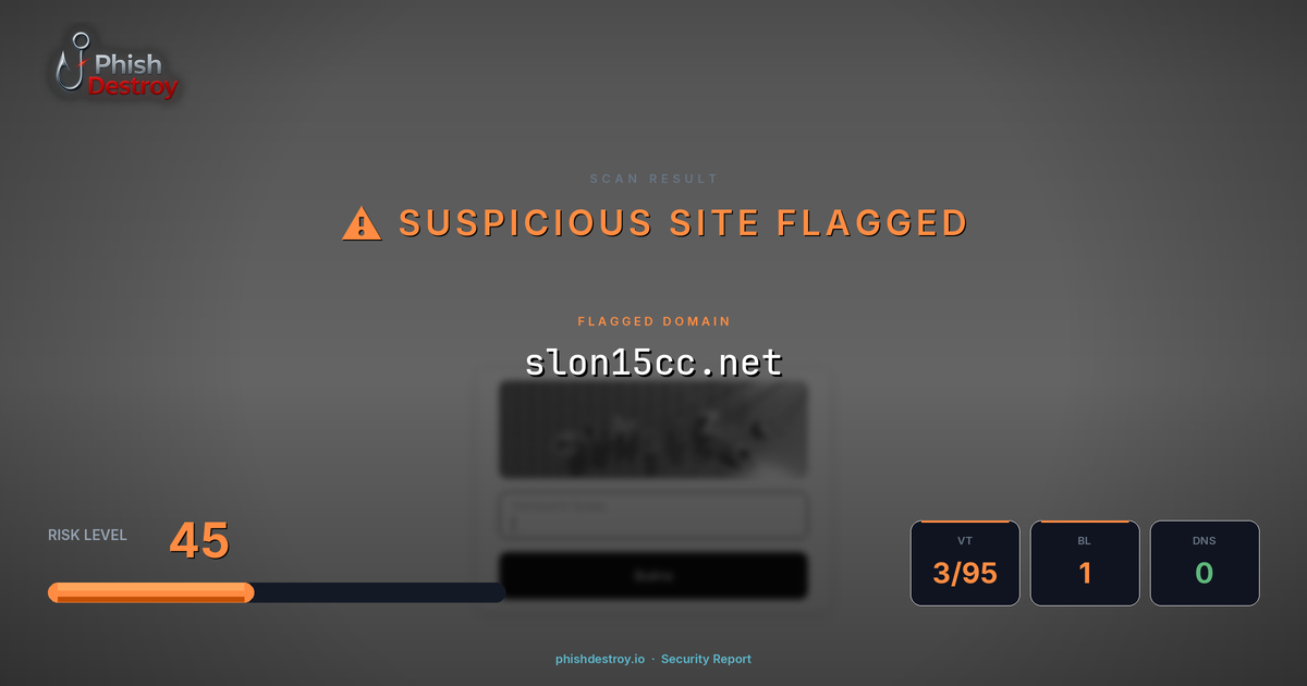 slon15cc.net phishing report — threat analysis by PhishDestroy