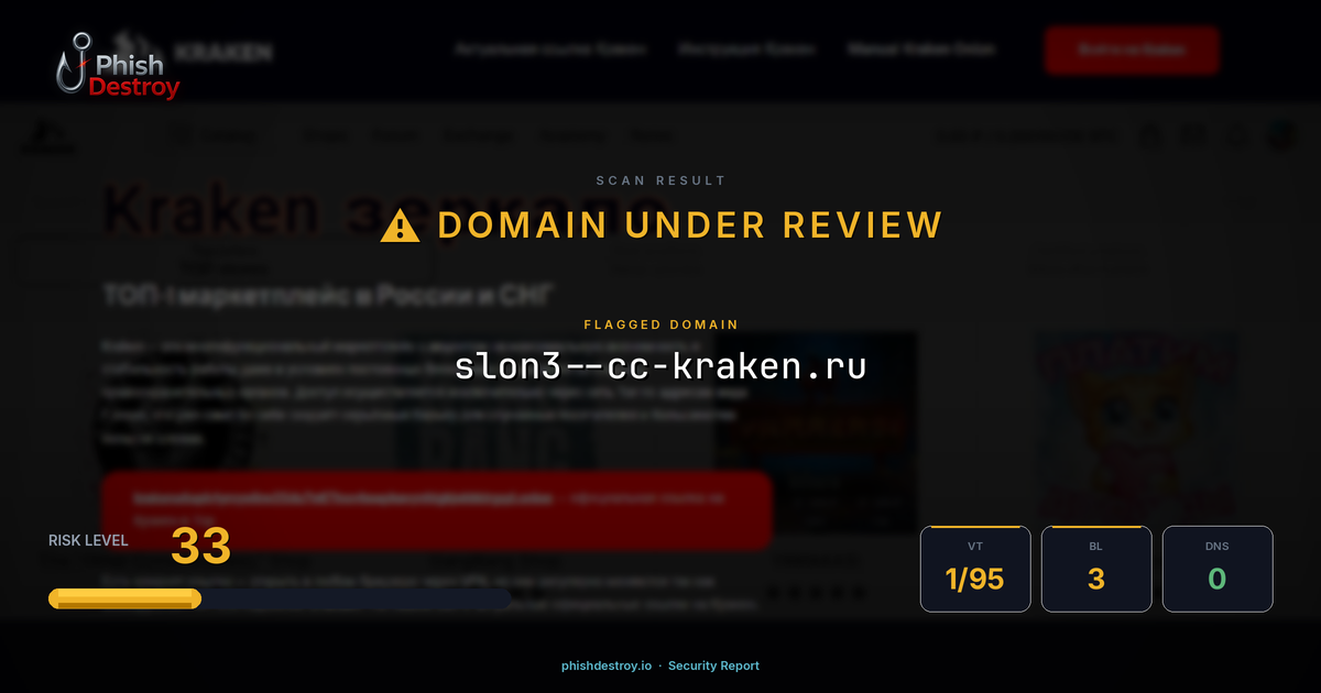slon3--cc-kraken.ru phishing report — threat analysis by PhishDestroy