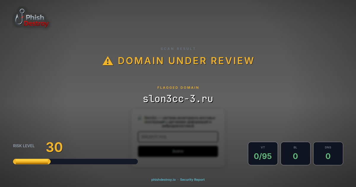 slon3cc-3.ru phishing report — threat analysis by PhishDestroy