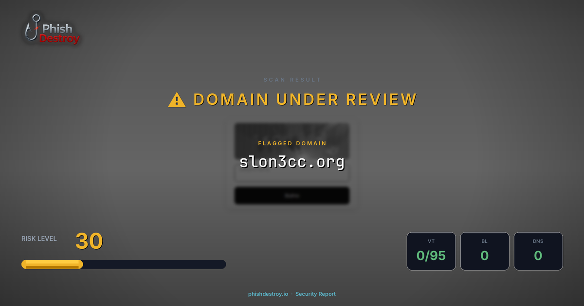 slon3cc.org phishing report — threat analysis by PhishDestroy