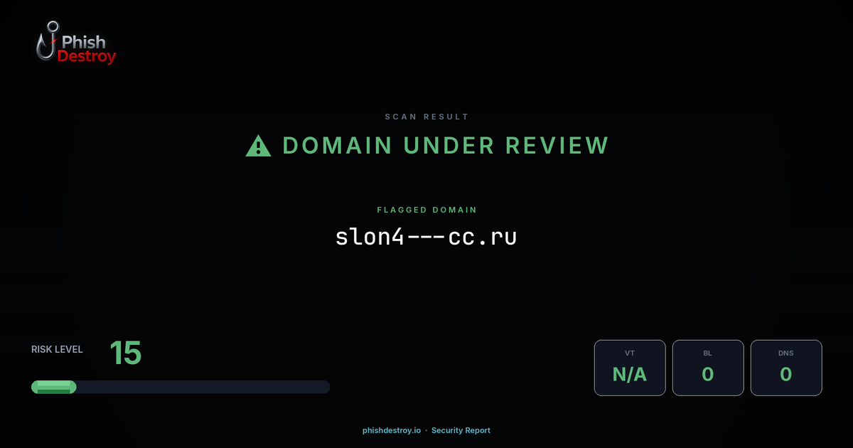 slon4-------cc.ru phishing report — threat analysis by PhishDestroy
