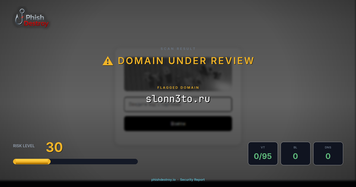 slonn3to.ru phishing report — threat analysis by PhishDestroy