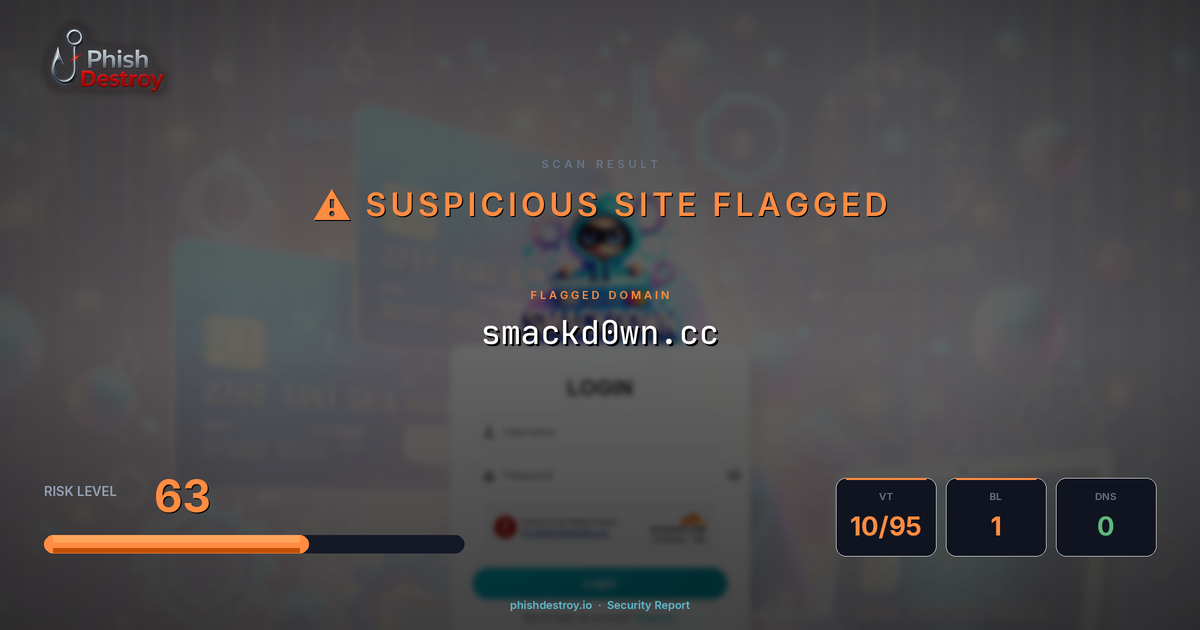 smackd0wn.cc phishing report — threat analysis by PhishDestroy