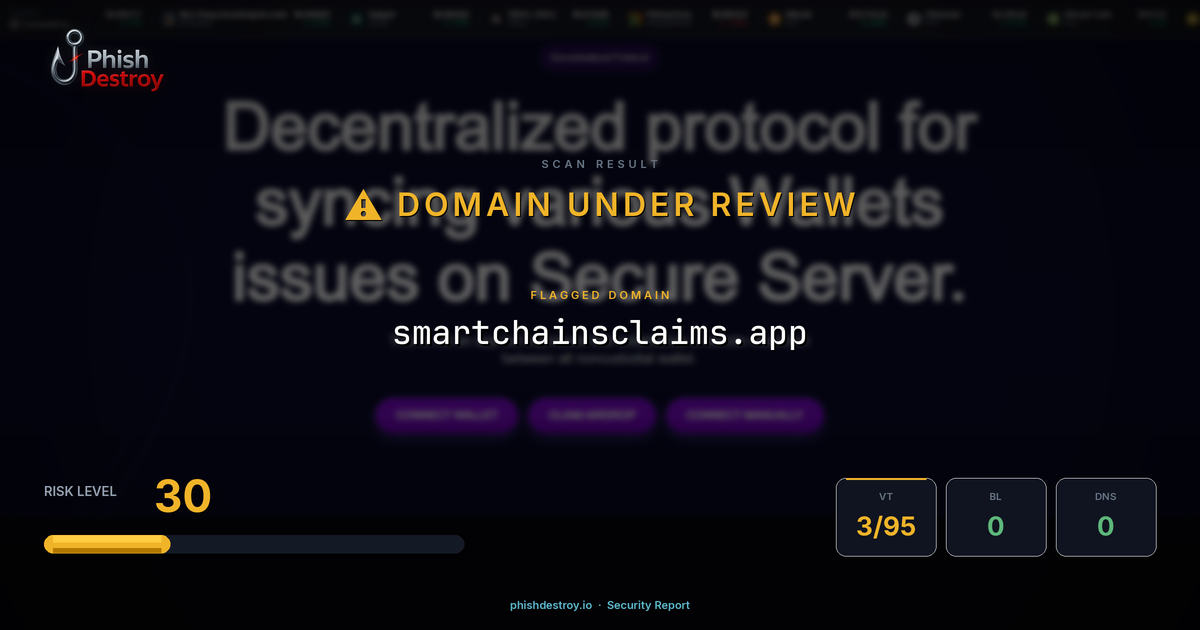 smartchainsclaims.app phishing report — threat analysis by PhishDestroy