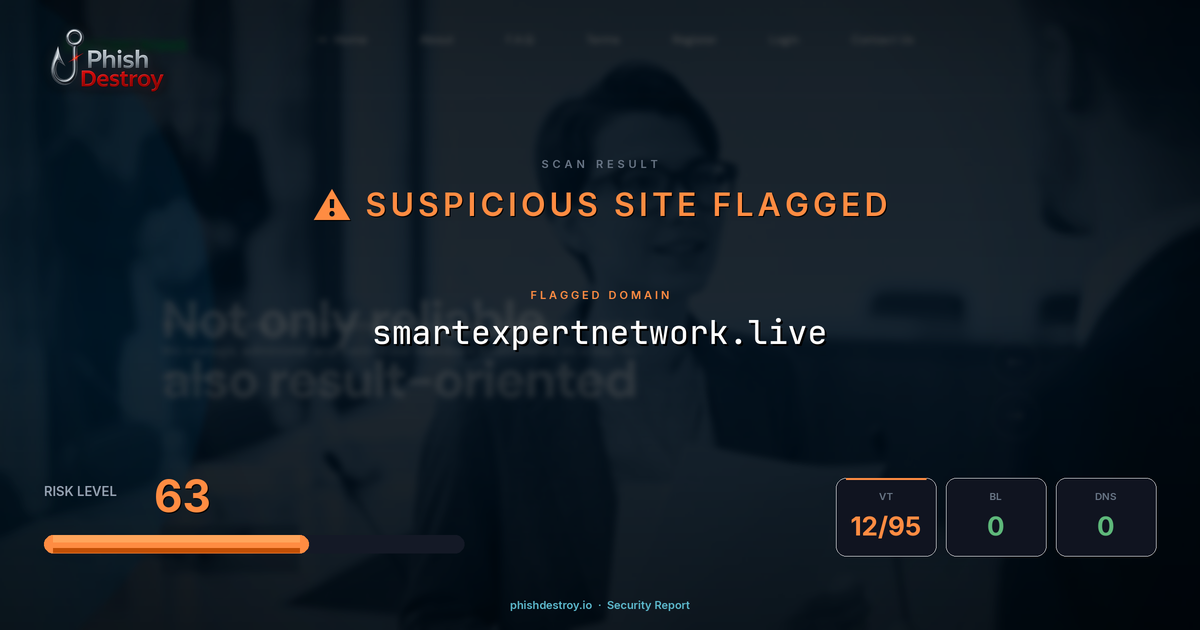 smartexpertnetwork.live phishing report — threat analysis by PhishDestroy