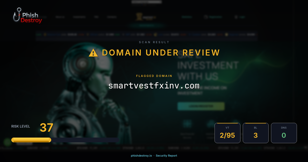 smartvestfxinv.com phishing report — threat analysis by PhishDestroy