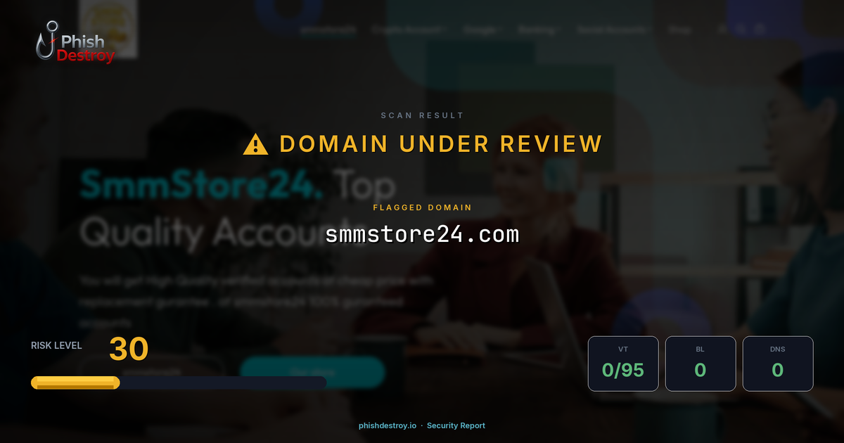 smmstore24.com phishing report — threat analysis by PhishDestroy