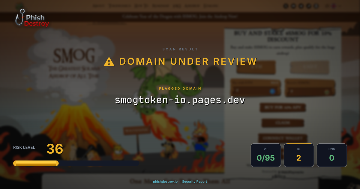 smogtoken-io.pages.dev phishing report — threat analysis by PhishDestroy