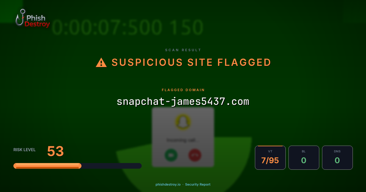 snapchat-james5437.com phishing report — threat analysis by PhishDestroy