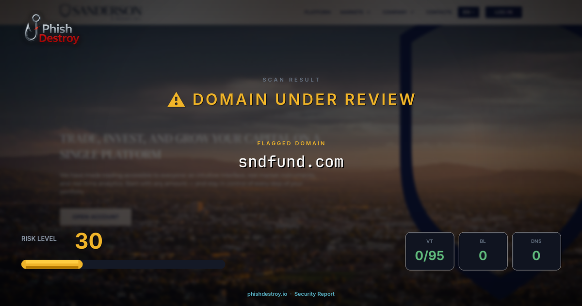 sndfund.com phishing report — threat analysis by PhishDestroy