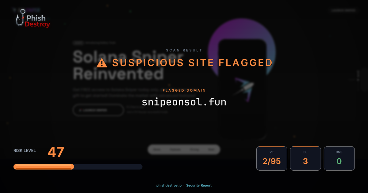 snipeonsol.fun phishing report — threat analysis by PhishDestroy