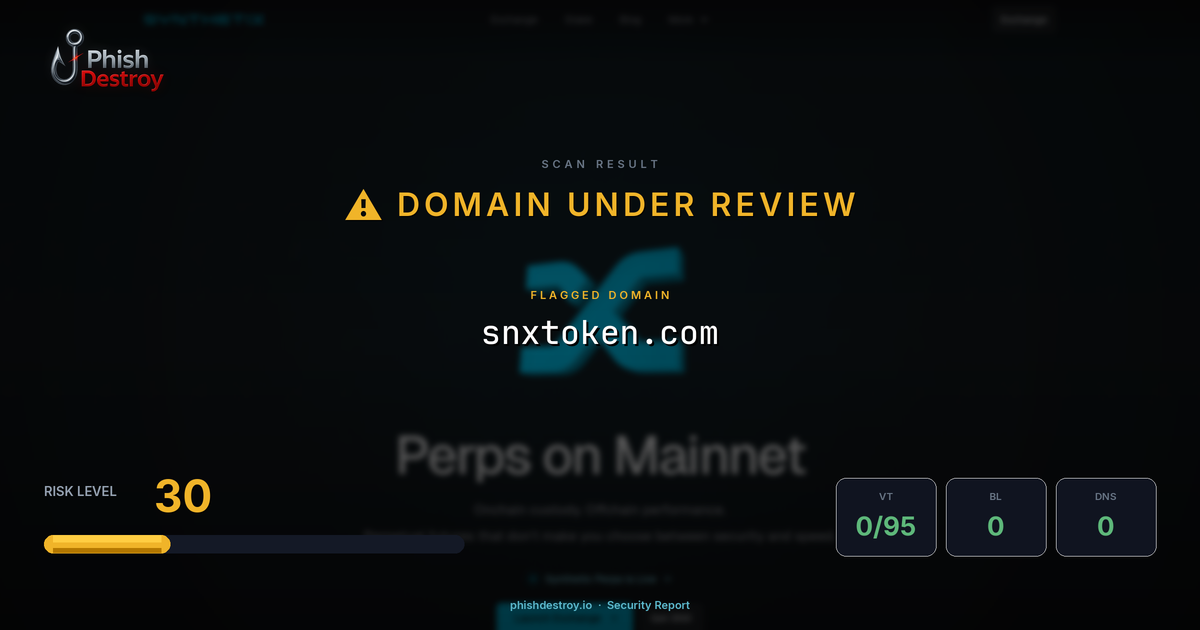 snxtoken.com phishing report — threat analysis by PhishDestroy