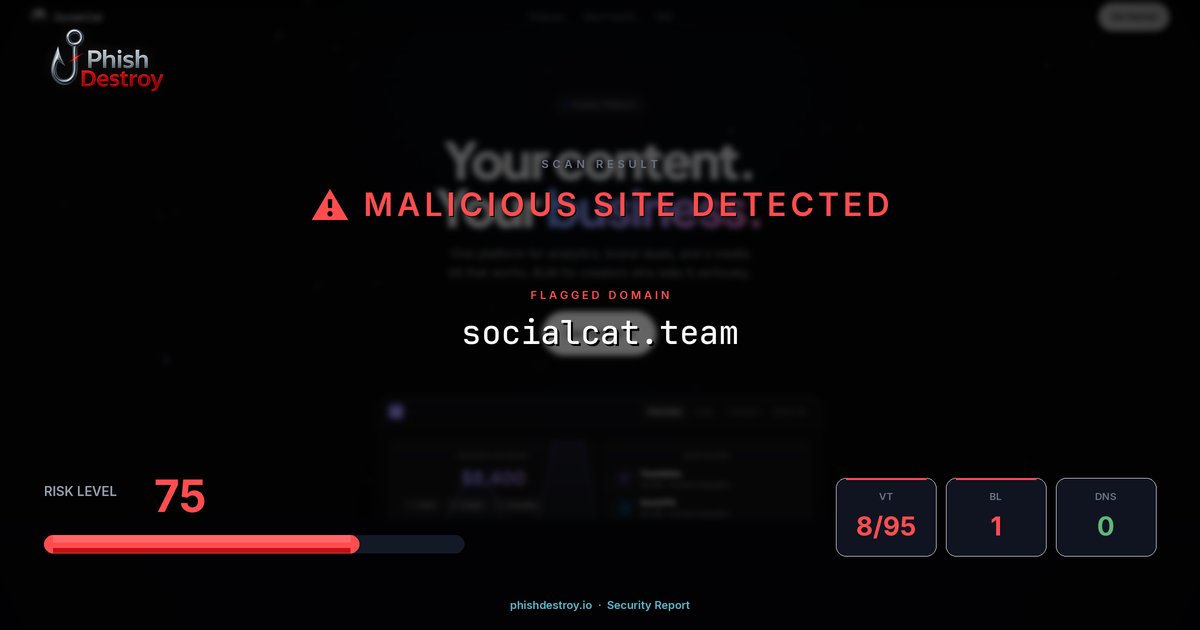 socialcat.team phishing report — threat analysis by PhishDestroy