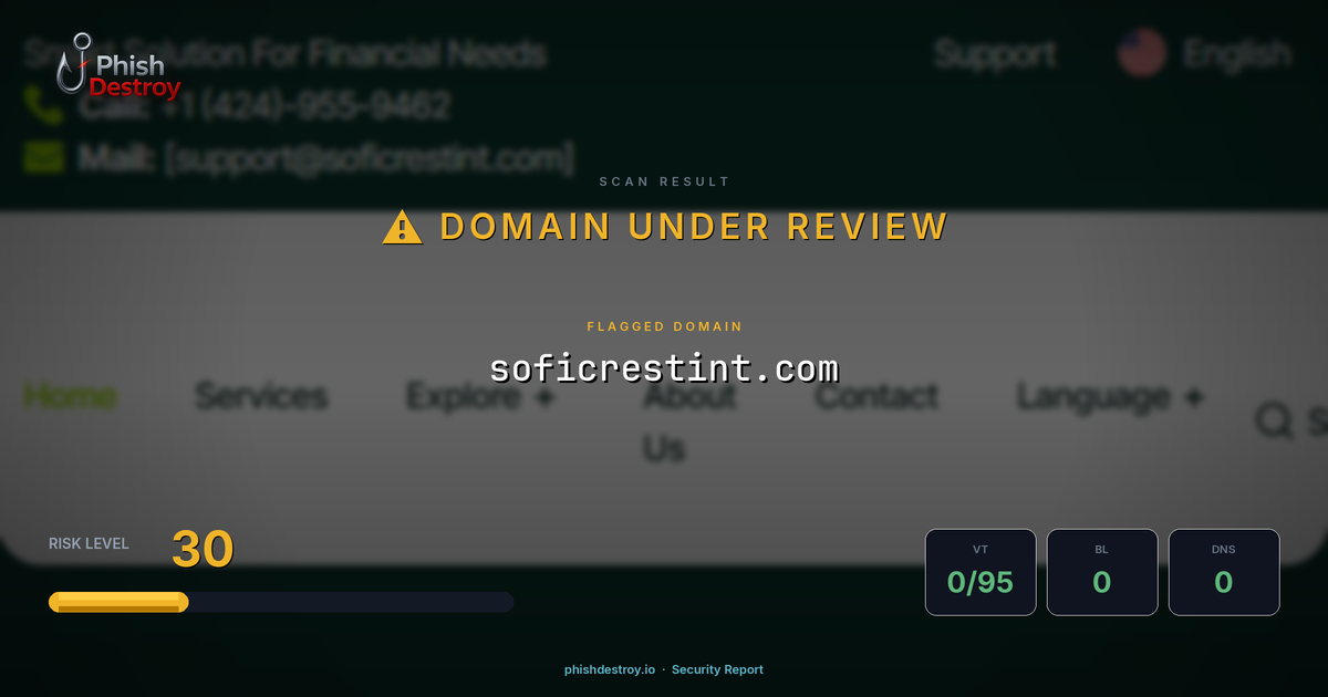 soficrestint.com phishing report — threat analysis by PhishDestroy