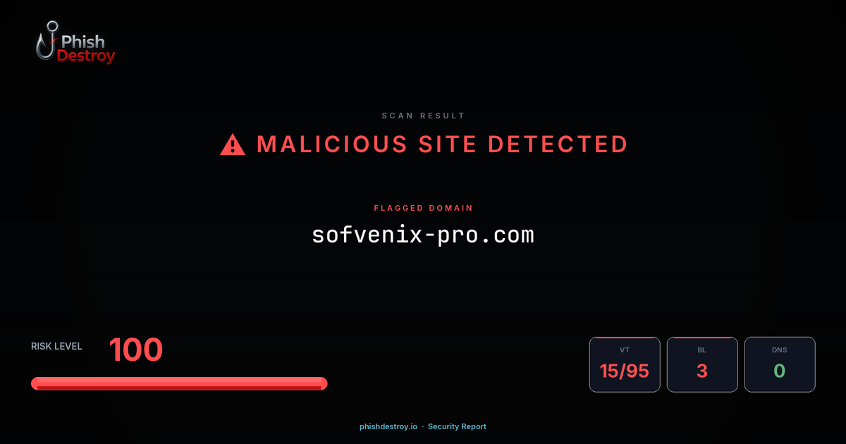 sofvenix-pro.com phishing report — threat analysis by PhishDestroy