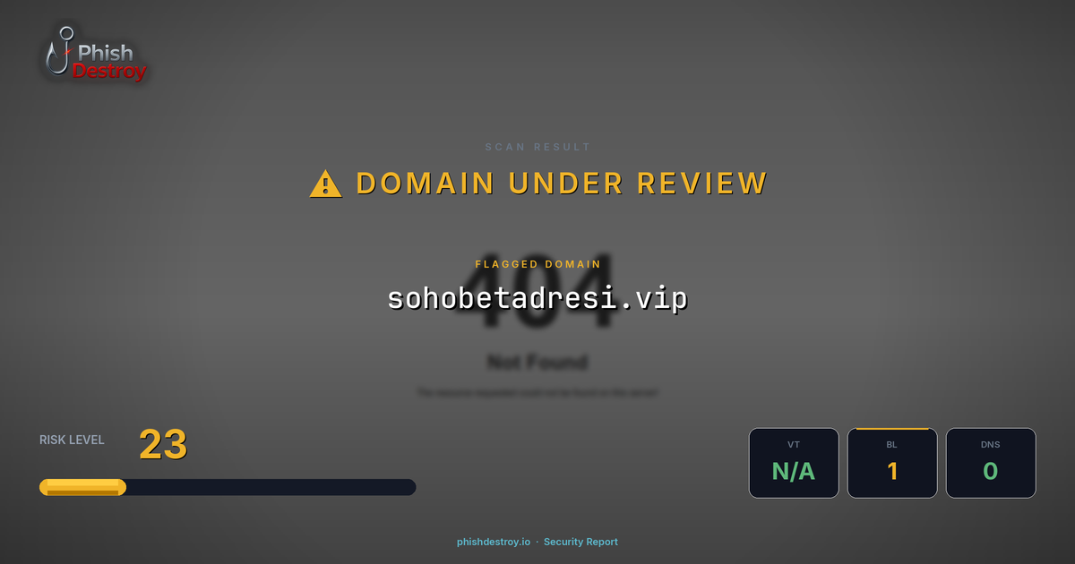sohobetadresi.vip phishing report — threat analysis by PhishDestroy