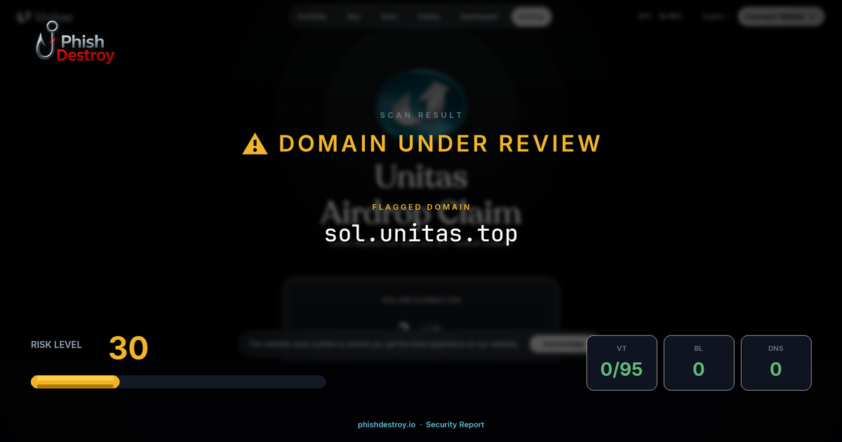 sol.unitas.top phishing report — threat analysis by PhishDestroy