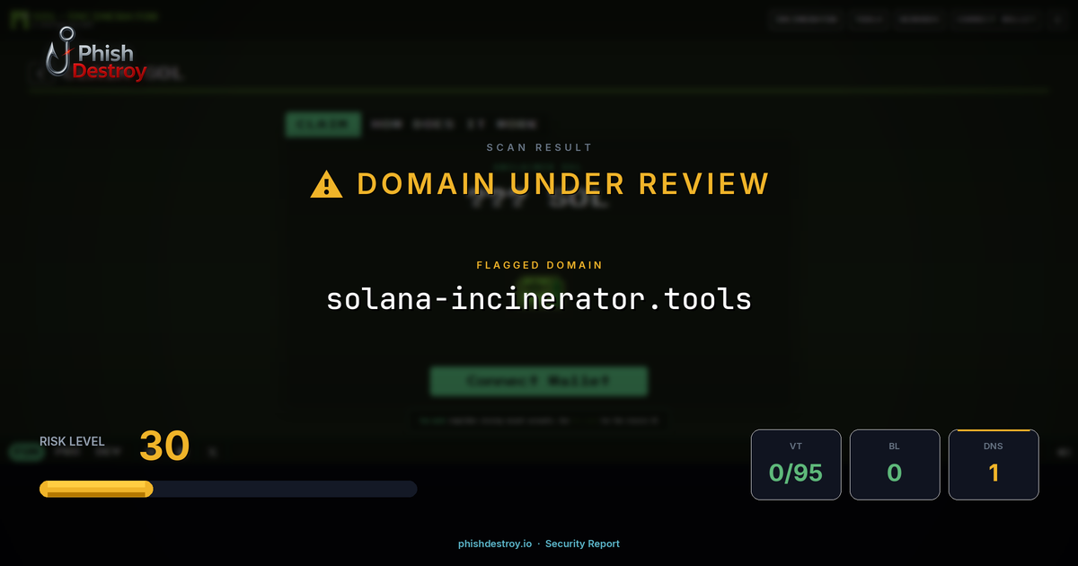 solana-incinerator.tools phishing report — threat analysis by PhishDestroy